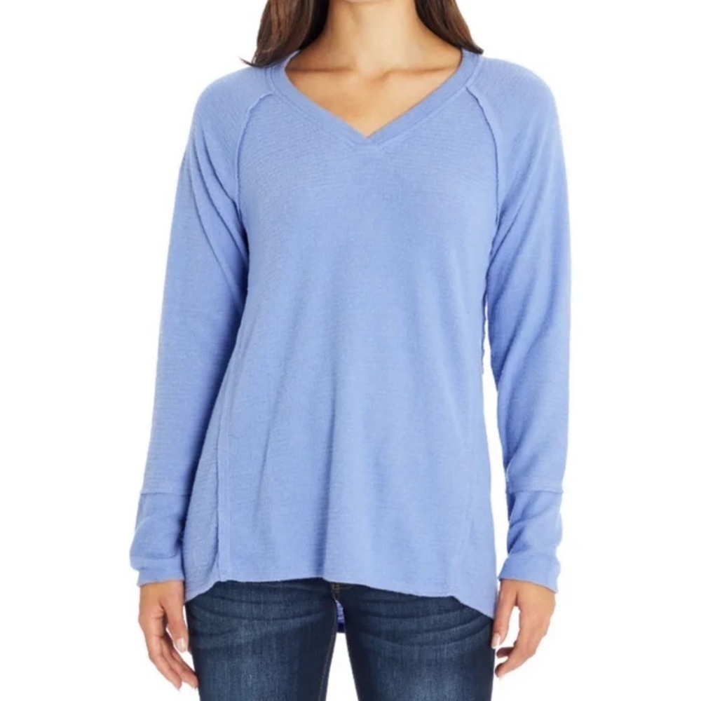 Wildfox Haley Brushed V-Neck Sweater Knit Thermal Top Orchid Purple Size Small